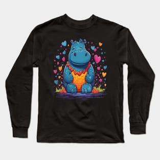 Hippo Valentine Day Long Sleeve T-Shirt